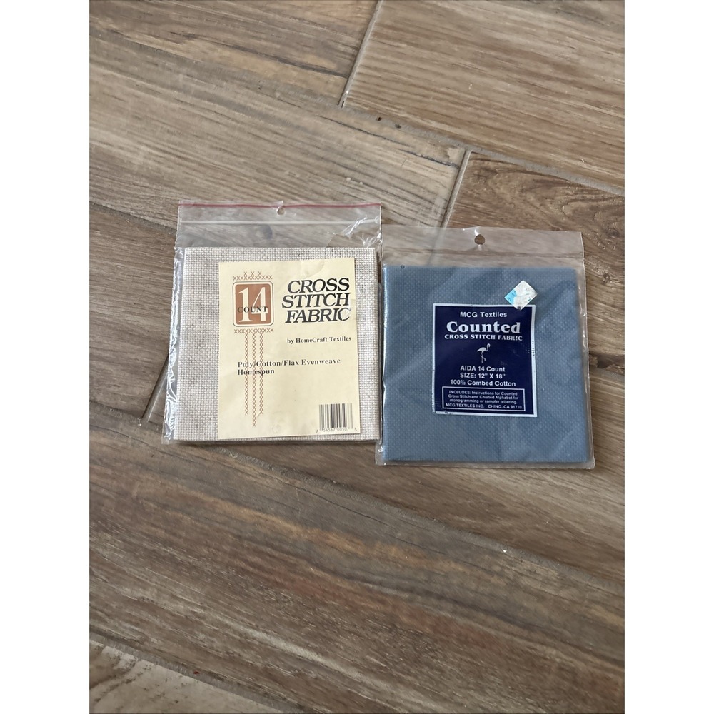 Cross Stitch Fabric by Homecraft/MCG Textiles 14 Count 12" x 18". Lot Of 2